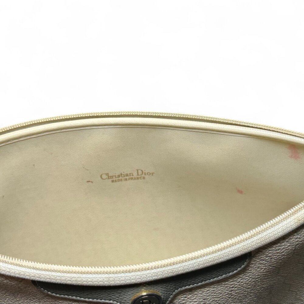 Christian Dior Honeycomb Coated Canvas Makeup Pouch Clutch - White/Cream, Grey - Picture 6 of 14